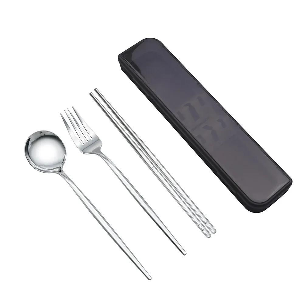 Spoon Fork Chopsticks Set Storage Box Tableware Coffee Snacks Fruit Dessert Portable Spoon Fork Chopstick Set Stainless Steel