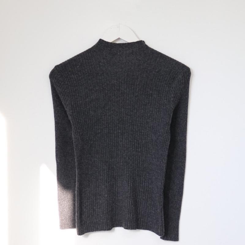 Осень Зима Базовый Полувысокий воротник Длинный рукав Женский вязаный свитер Мягкий Эластичный Свободный Пуловер Свитера Женщина Повседневный Простой Топы Внутренняя одежда