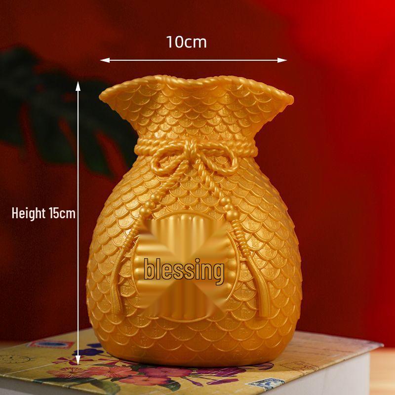 Ваза в виде мешка с золотой пшеницей - Настольное украшение для дома или офиса