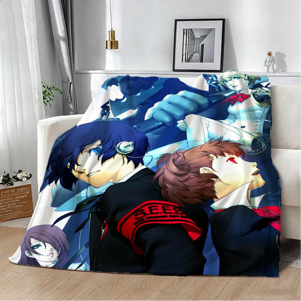 Game P-Persona-a 3 4 5 Royal Anima 3D Flannel Blanket Soft Throw Blanket Art For Home Decor Bedroom Bed Sofa Picnic Fans Gift