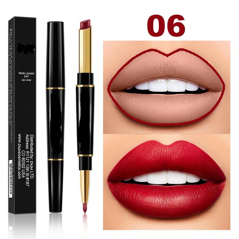 12 цветов, сексуальная красная матовая помада для губ, подводка для губ 2 в 1, матовая помада для макияжа, прочная водостойкая телесная красная помада, косметика для губ