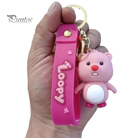 Брелок для ключей, милый мультяшный персонаж, бобр, полированный обруч из нержавеющей стали, зажим для омара, красочный брелок для ключей, органайзер для ключей, ремешок на запястье, школьная сумка, кулон, брелок