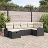 Garden Sofa Set with Cushions 6 pcs Black Poly Rattan