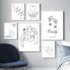 Абстрактные Линии Семья Родитель-ребенок Скандинавские Постеры Черно-белое Настенное Искусство Холст Живопись Настенные Картины Для Декора Гостиной
