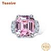 Танциз S925 Серебро 14*16 Ювелирные Изделия Розовый Циркон Женское Кольцо Прямоугольное Кольцо Пагоды