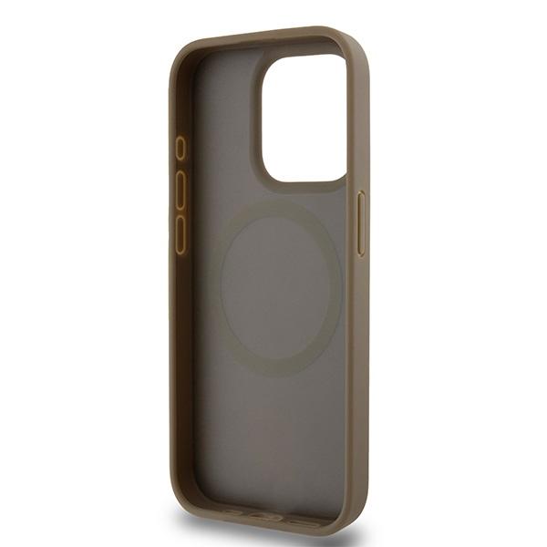 Dkny Dkhmp14Lpshrpsw iPhone 14 Pro 6.1 Коричневый/Brown Жесткий чехол Кожаный узор Металлический логотип Magsafe