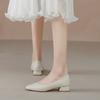 Мягкий каблук удобные высокие каблуки девушка толстый каблук ниша бежевый простой квадратный носок одинарная обувь