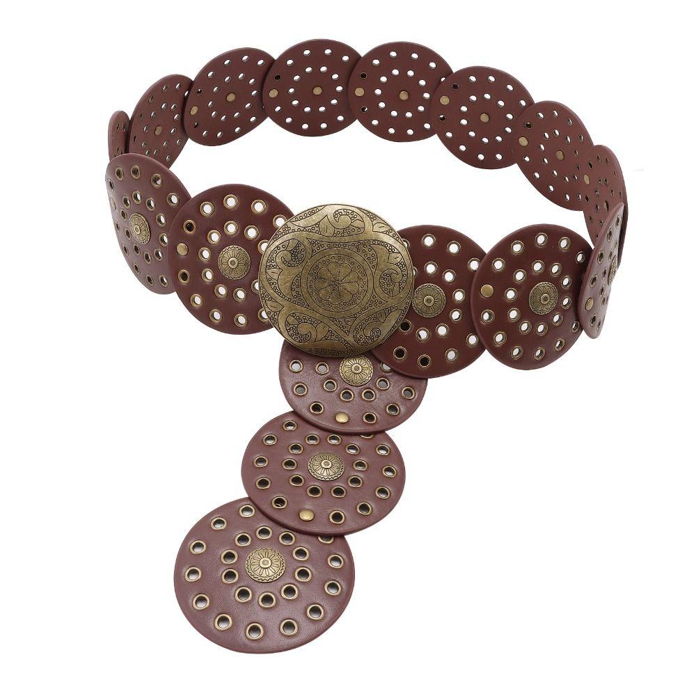 Exaggerated Cowboy Hollow Belt Western Style Wide Disc Belt Disc Belt for Women