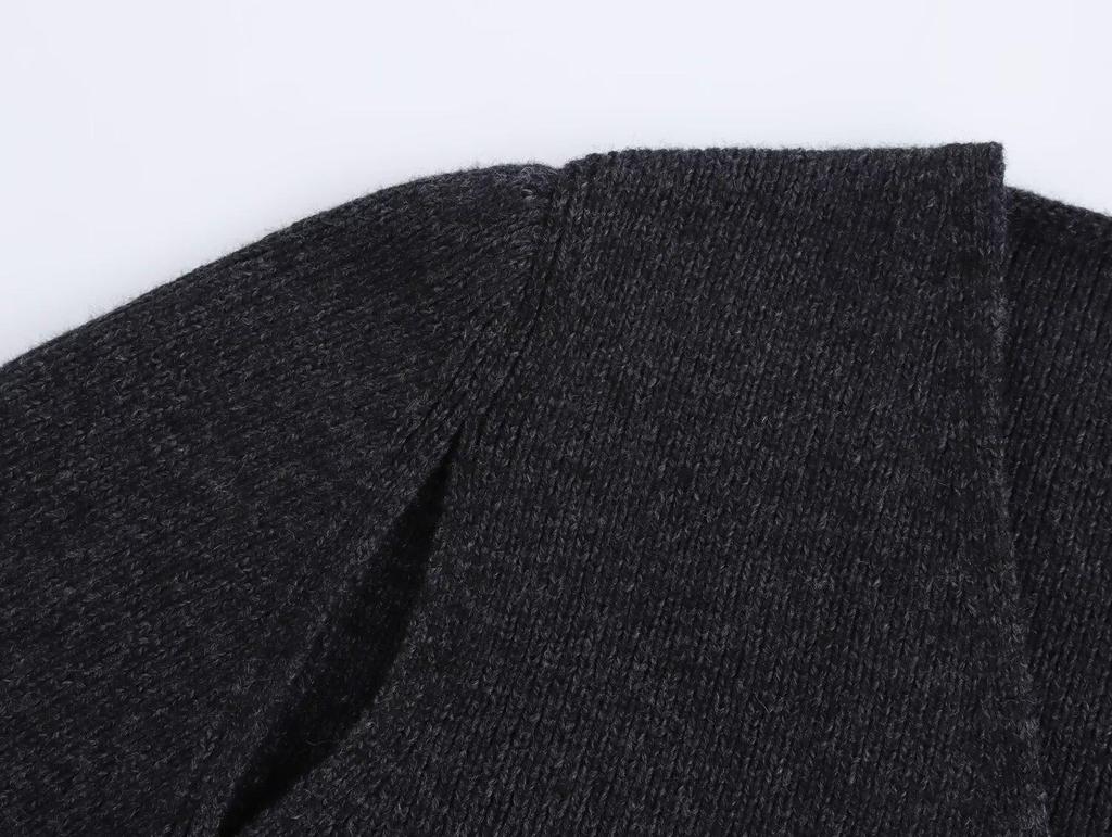 Элегантный вязаный кардиган с V-образным вырезом и двубортной застежкой - Женская мода осень/зима