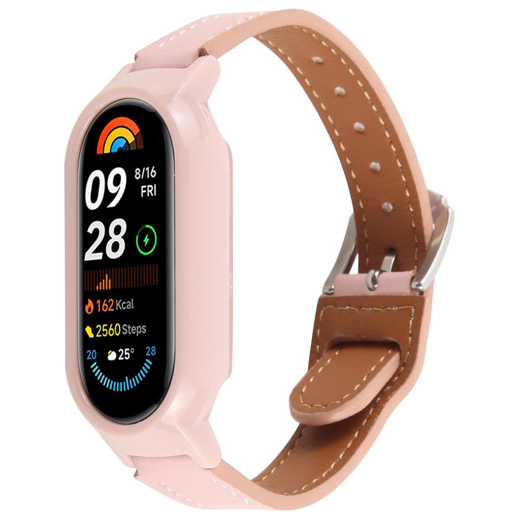 Для Xiaomi Smart Band 8 Чехол для часов из ПК со встроенным ремешком из ультраволокнистой кожи с функцией быстрого снятия