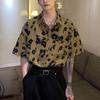 Broken Flowers Vintage Printed Shirts Men's Clothing Turn-down Collar Summer Stylish Pockets Hong Kong Style Short Sleeve Shirts