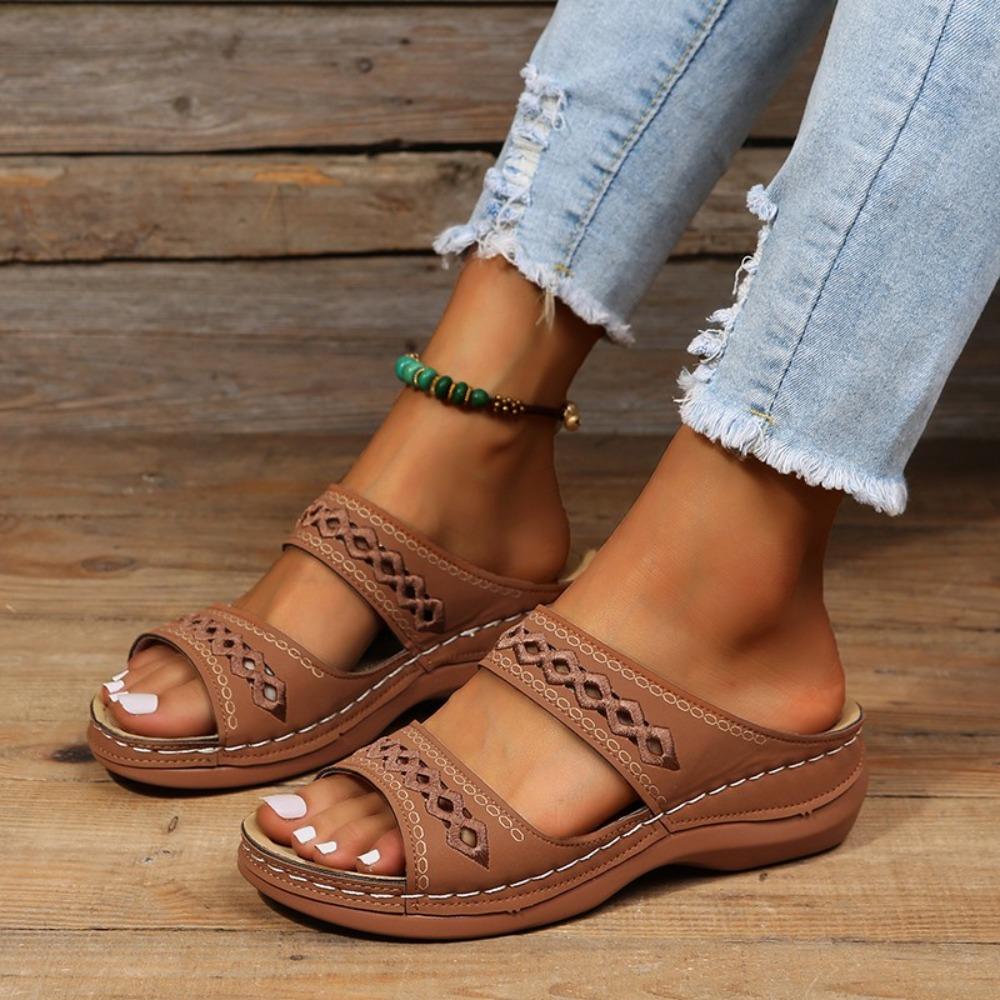 Fashion 2025 Women Summer Sandals Casual Comfortable Round Head Open Toe Wedges Slippers Fashion Slip On Slides for Women