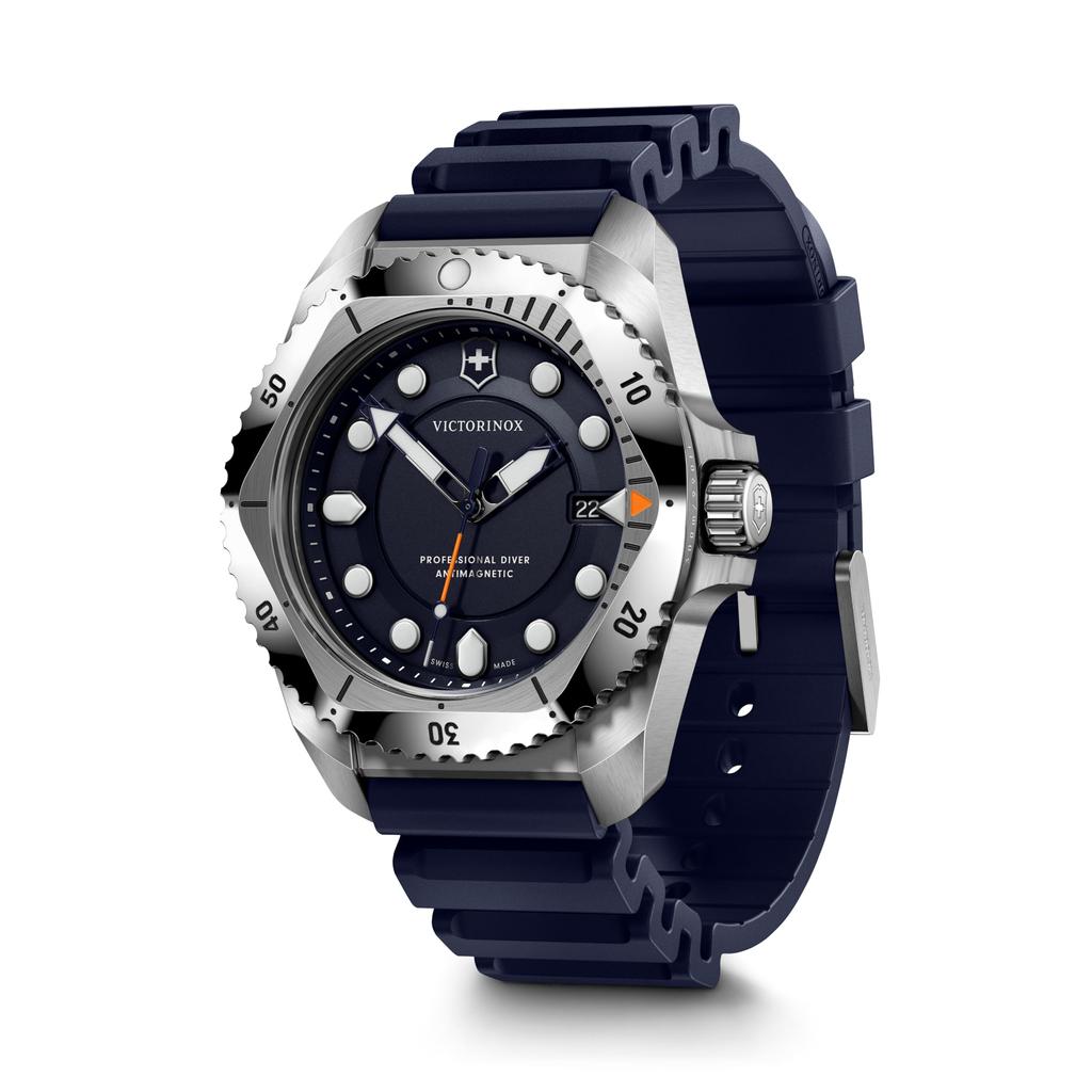 Часы VICTORINOX DIVE PRO Корпус из нержавеющей стали Синий циферблат Синий резиновый ремешок Кварцевые водонепроницаемые часы Аналоговые брендовые Стильные деловые часы для отдыха на природе Подарочные синие