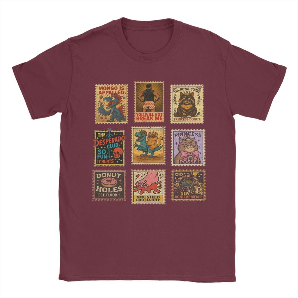 Dungeon Crawler Carl Vintage Stamp T Shirts Men Cotton Funny TShirts Crew Neck  Tees Short Sleeve Clothes Plus Size