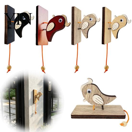 Rustic Entryway Decoration Wooden Woodpecker Door Knocker, Knocker with Pull Rope, Unique Housewarming Gifts Handmade Cute Doorbell for Shop