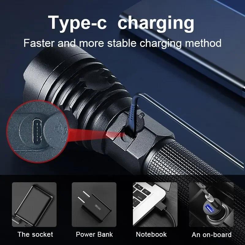 XHP90 Супер Фонари Фонарик Ультра Мощный Фонарь USB Зарядка Фонарь 5000 мАч Светодиодный Фонарь Зум Тактический Фонарь