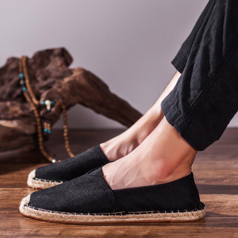 Льняные дышащие повседневные туфли на плоской подошве, мужские эспадрильи, лоферы, модная парусиновая обувь для мальчиков, обувь для вождения в рыбацком стиле