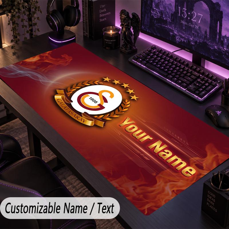 Custom Text Big Mousepad, Extended Desk Pad For Laptop Work GameGalatasaray FC