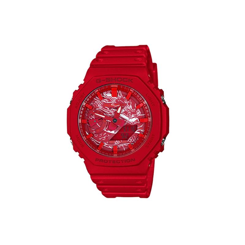 Casio Мужские часы с двойным дисплеем (жидкокристаллический/аналоговый) Серия Красные Часы GA-2100-4A-