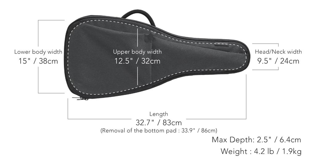 Basiner BRISQ Series Headless Guitar Gig Bag Charcoal Grey (Gig Case) BRISQ-HG