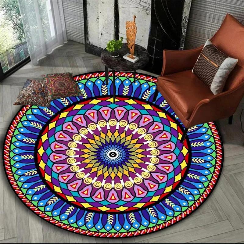 Богемный Мандала Круглый Спальня Прикроватный Ковер Подвесная Корзина Компьютерное Кресло Напольный Коврик Медитация Йога Коврик decoracion