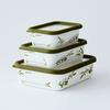 [.co.jp Exclusive] Fuji Enamel Enamel Storage Container with Erasable Writing Area and Olive Pattern, Deep, Small, with Seal Lid