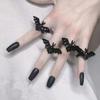 Dark Fashion Spider Web Heart Ring Shiny Rhinestone Halloween Opening Ring  Festival Style