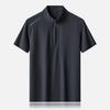 Ice Silk Stand Up Collar Half Chest Zipper Men's Short Sleeved T-shirt Summer Thin Breathable Cool Sports Casual Half Sleeved Polo Shirt Top