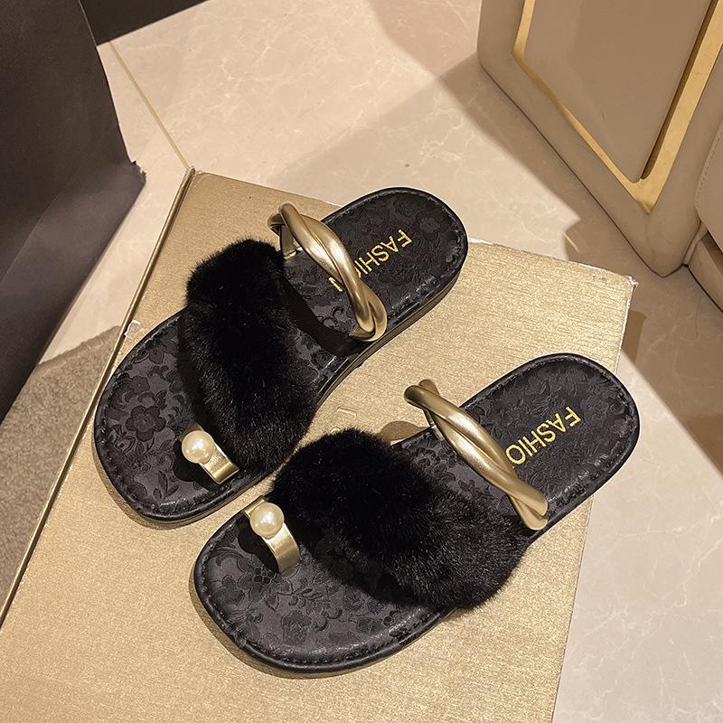 Fashion Set of Toe French Flat-bottomed Slippers for Women's Wear In Summer 2025 New Fashion Casual Set of Toe Beach Sandals