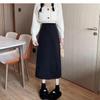 High-Waist Slimming A-Line Midi Skirt with Slit - 2024 Korean Style Summer Fashion for Petite Women