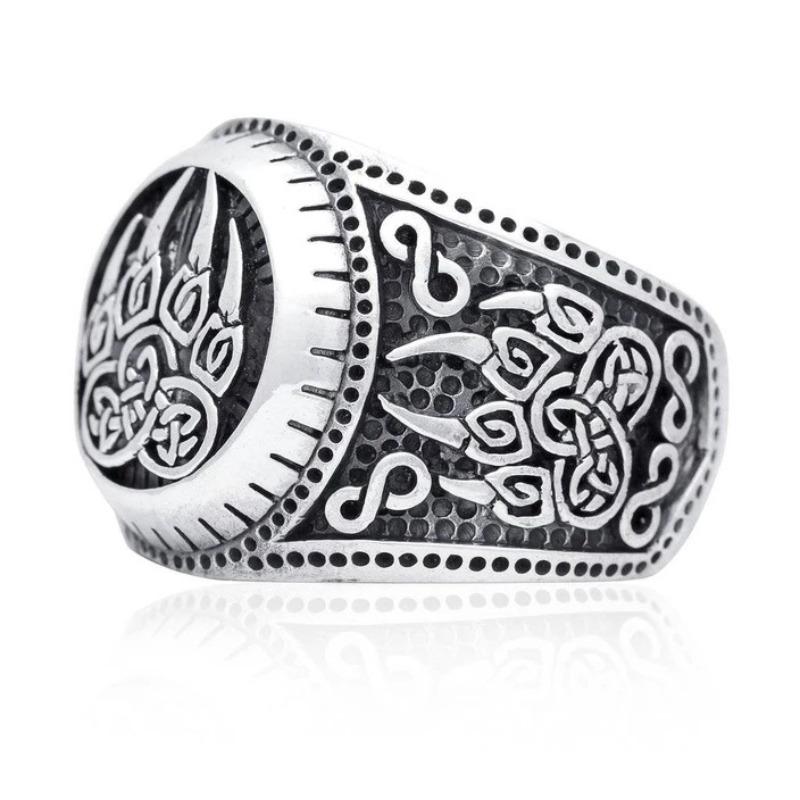 Viking Bear Paw Ring 925 Silver Plated Mythical Animal Claw Band Retro Creative Jewelry
