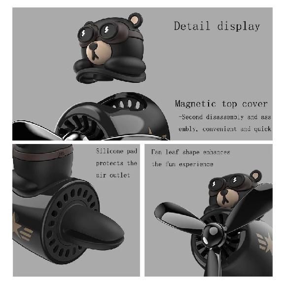 Car Air Freshener Car Perfume Diffuser Clip Bear Pilot Rotating Propeller Outlet Fragrance Magnetic Design Car Auto Accessories