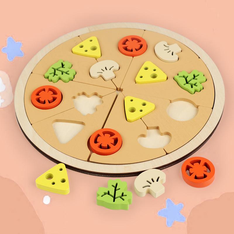 Деревянная многослойная развивающая игрушка-пицца для детей, для интерактивной игры родителей и детей