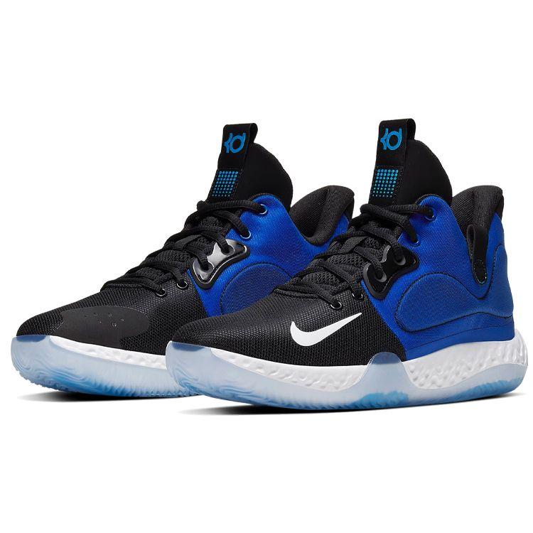 Nike KD Trey 5 VII EP Fabric Sports Trend Shock Absorption Non-Slip Wear-Resistant Mid-Top Retro Basketball Shoes Unisex Sneaker Black Blue AT1198-400