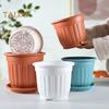 Large Flower Pot with Saucer Solid Color Planter with Drainage Hole Garden Rose Flowerpot for Indoor Outdoor Orchids Succulents Herbs