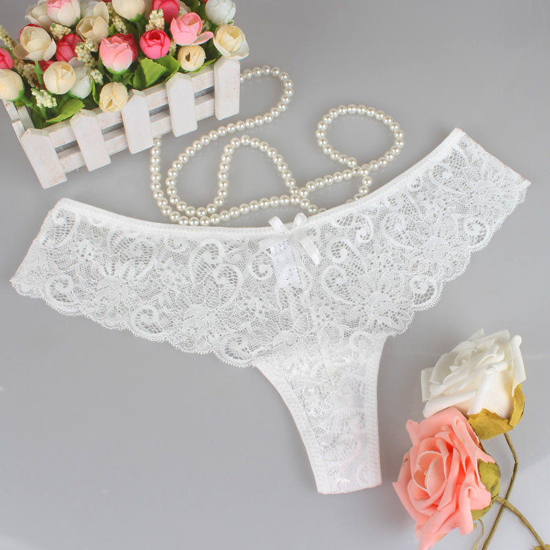 Women's Sexy Low Waisted Thong High-end Transparent Lace Hollow Underwear Women's Triangular Pure Cotton Crotch Panties