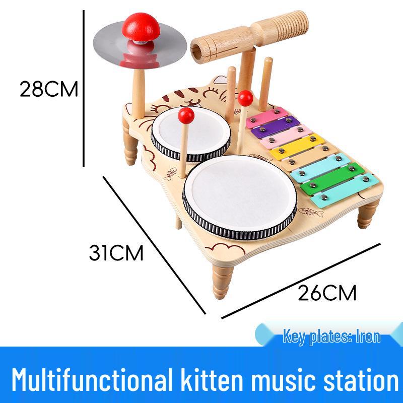 Kids' Multifunctional Wooden Drum Set: Early Education Music Toy for Girls & Boys