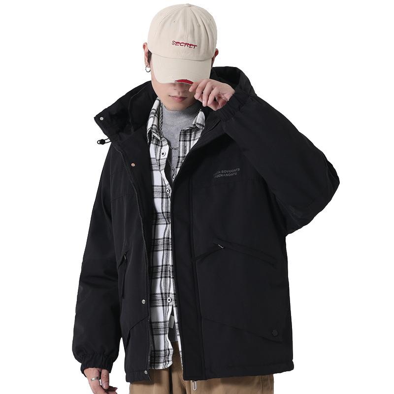 Hooded Down Jacket Men's Fashionable Loose Short Lightweight Frock Coat Winter Thickened Warm White Down Jacket