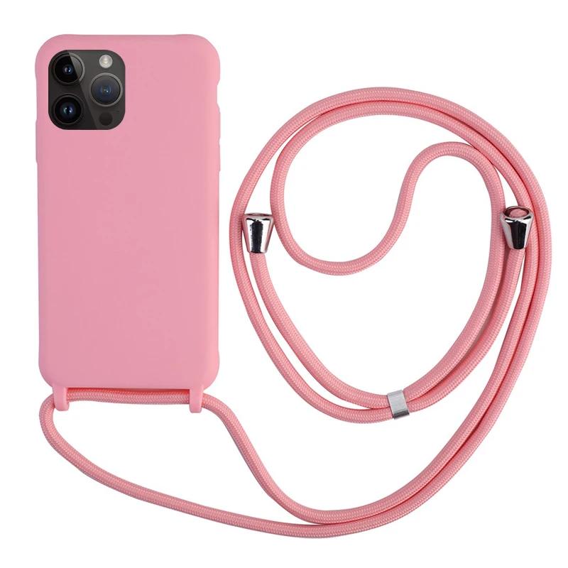 Шнурок-цепочка на шею для телефона, чехол-подвеска для iPhone 15 14 Plus 13 12 Mini 11 Pro XS Max XR X 7 8, силиконовый мягкий ТПУ задняя крышка