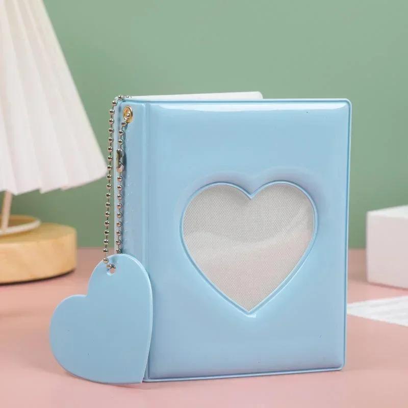 Portable Household Cute 3-inch Solid Color Photo Album Love Hollow Photocard Holder Heart Pendant Cards Collect Book Albums