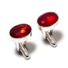 Запонки из серебра 925 пробы с натуральным гранатом ручной работы S3m74