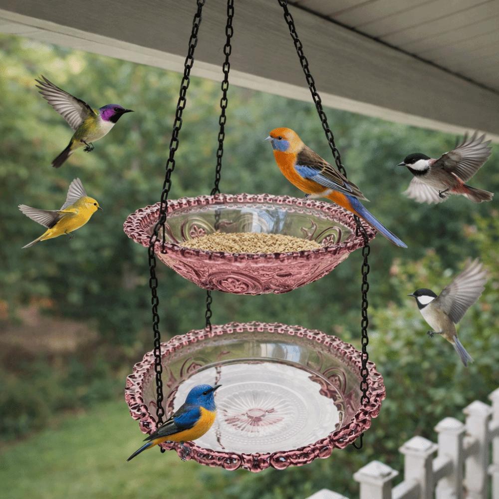 Flower Shaped Bird Bathtub Transparent Hummingbird Feeder Hanging Bird Feeder Balcony