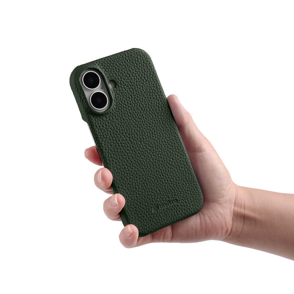 MELKCO Чехол для iPhone 16 из натуральной коровьей кожи, ПК чехол для телефона, совместимый с MagSafe