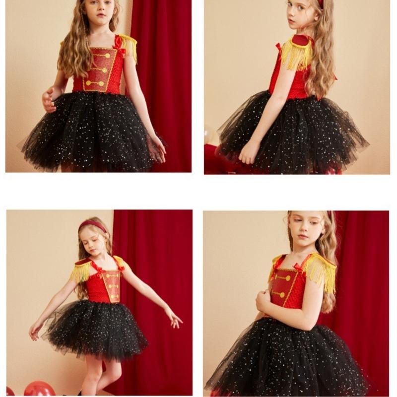 Девочки Туту Платье с Повязкой на Голову Блестящее Платье Принцессы Праздничная Одежда Костюм Циркового Дрессировщика для Вечеринки