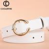 Женские кожаные ремни высокого качества с круглой золотой пряжкой, модные ремни для леди, дизайнерские классические простые ремешки для джинсов AL025