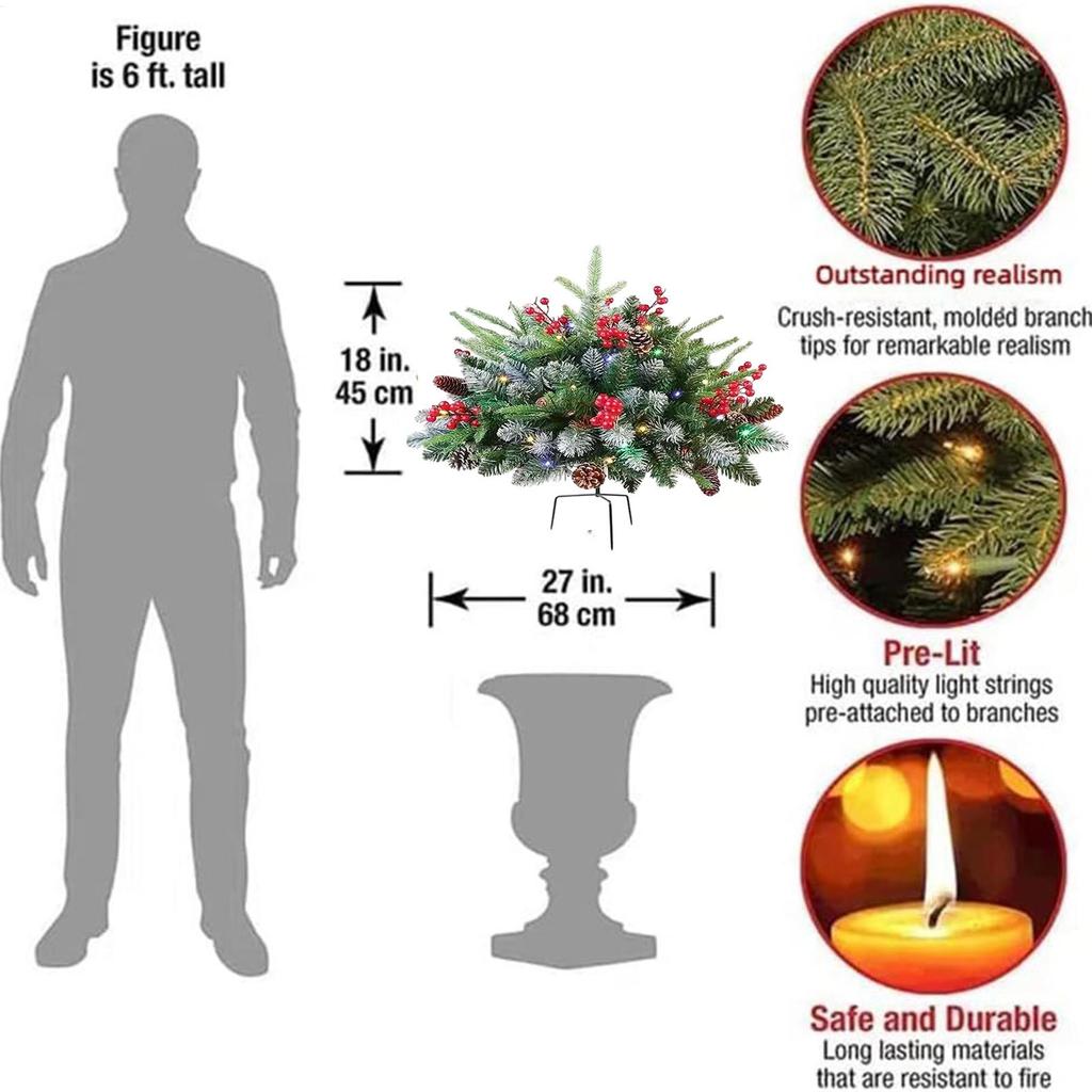 Садовые колышки Рождественская елка 45см Колышек с шишками Красные ягоды Вставка Украшение Искусство Земляные шипы для крыльца Задний двор Дорожка