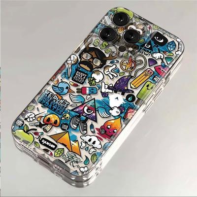 Чехол для телефона Cartoon Graffiti для Apple iPhone16promax - мягкий силиконовый прозрачный противоударный креативный чехол для iPhone16/15/14/13/12/11/Pro/Plus/Promax