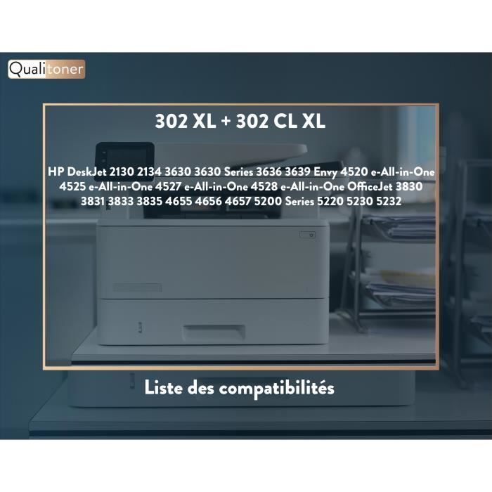 QUALITONER - 2 Совместимых картриджа для HP 302 XL + 302CL XL 302XL + 302CLXL Черный + Цветной для HP DeskJet 2130 2134 3630 3630 Ser