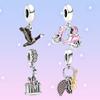 SS925 Silver Canadian Goose Dangle Charm Motorcycle Guitar Fan for Fashion Jewelry DIY Making For Women's Bracelets Gifts