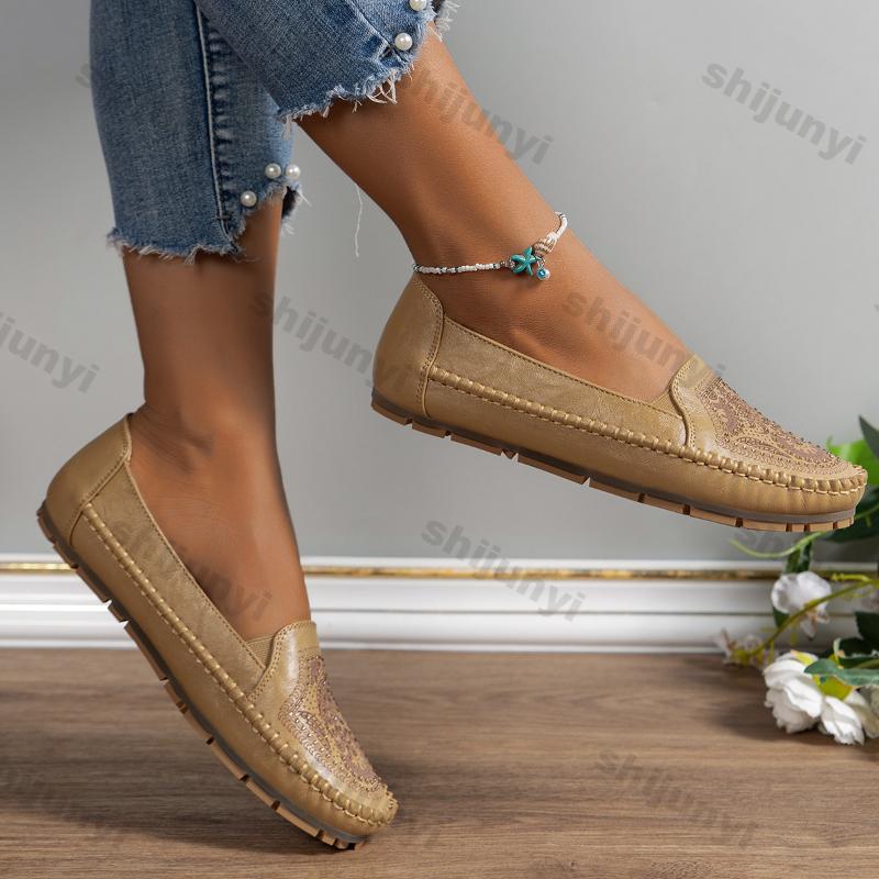 Модные женские балетки в стиле ретро, лоферы с острым носком, женские весенние удобные нескользящие лоферы слипоны, обувь на плоской подошве, большой размер 44 Zapatos Mujer